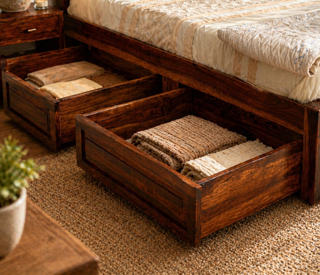 Image 3 for Rudolf King Size Box strorage Shesham Wood Storage Premium Solid Sheesham Wood Honey Finish (WF)(EC)