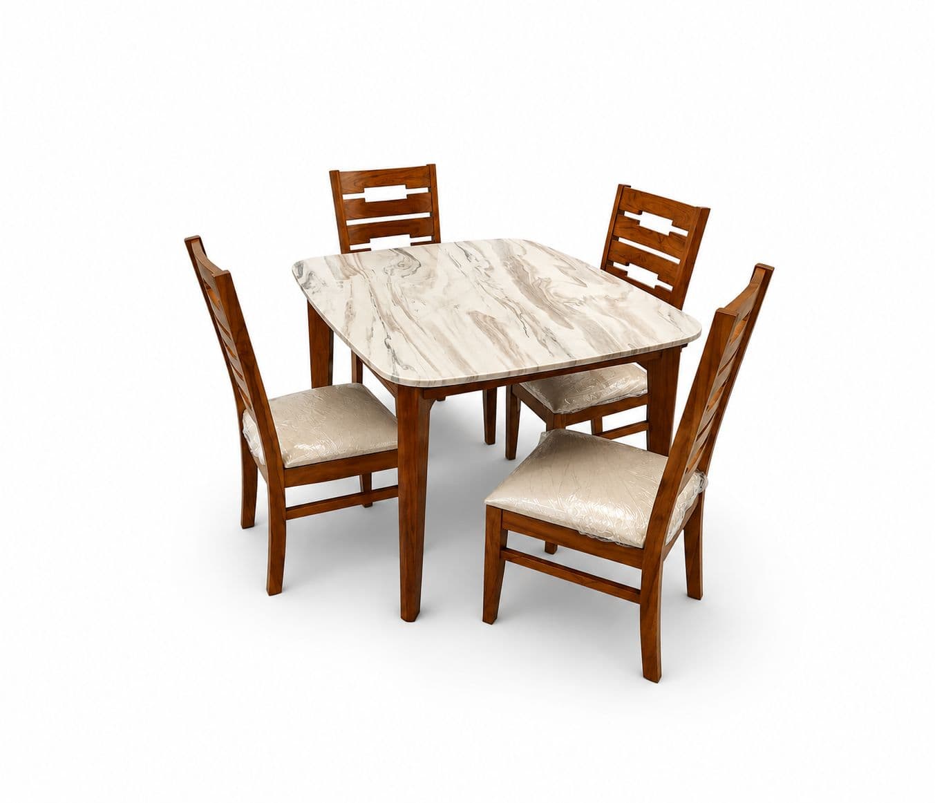 Image 3 for Imperium Dining Table 1+4 Seater Top Marble Solid Teak Wood (BTM)