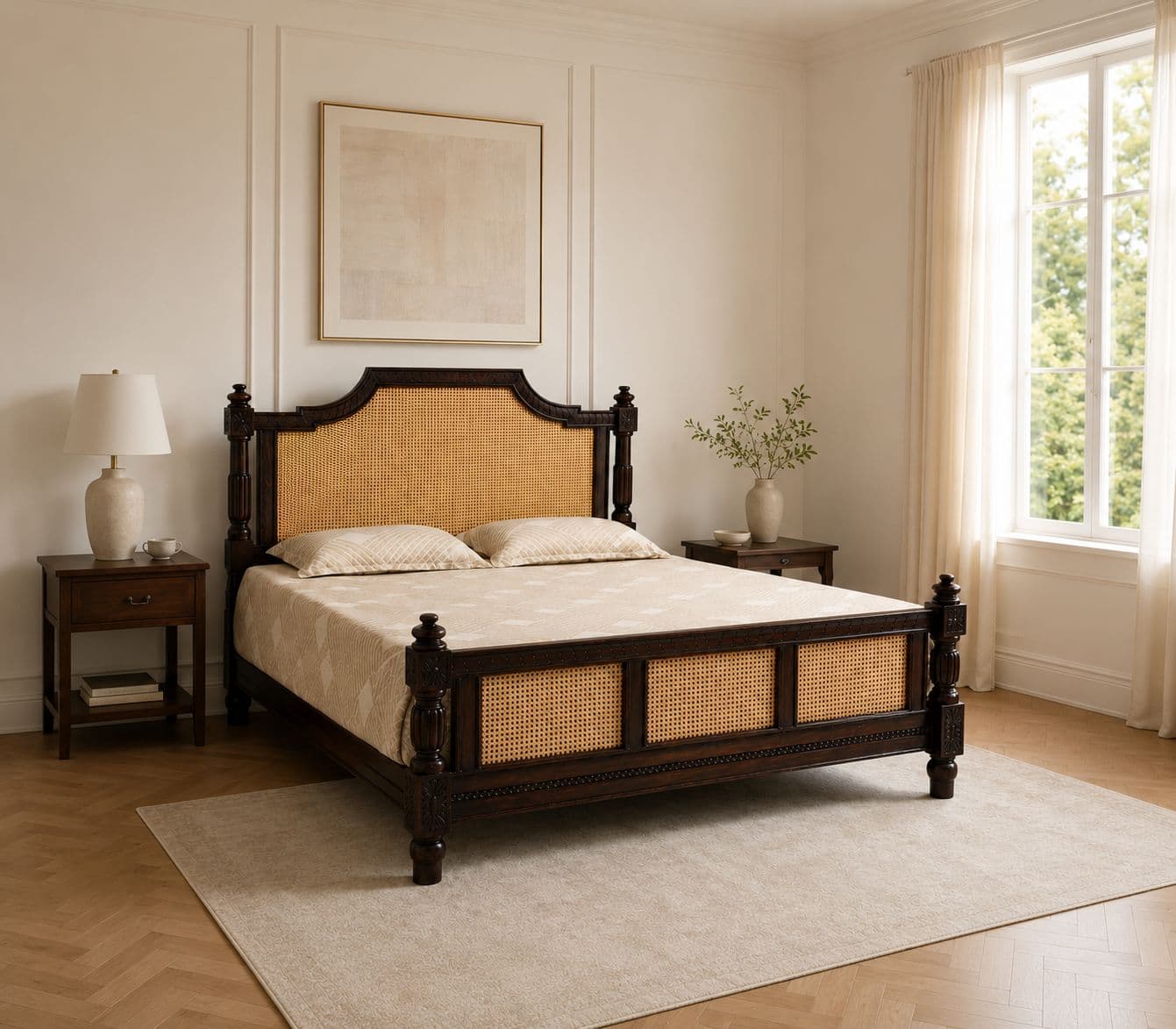 Image 1 for Surya Cot Queen Size 60x78 Without Storage Solid Sheesham (BTM)