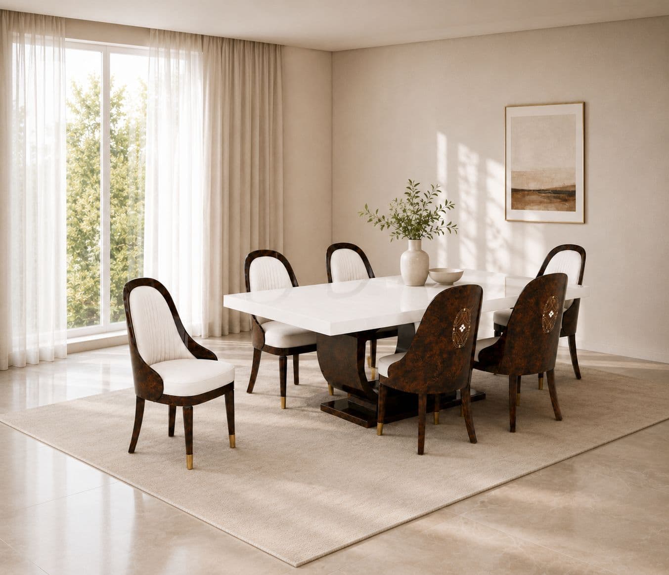 Baccha Polyster 1+6 Seater Dining Set ( RCH TD)(OWD)