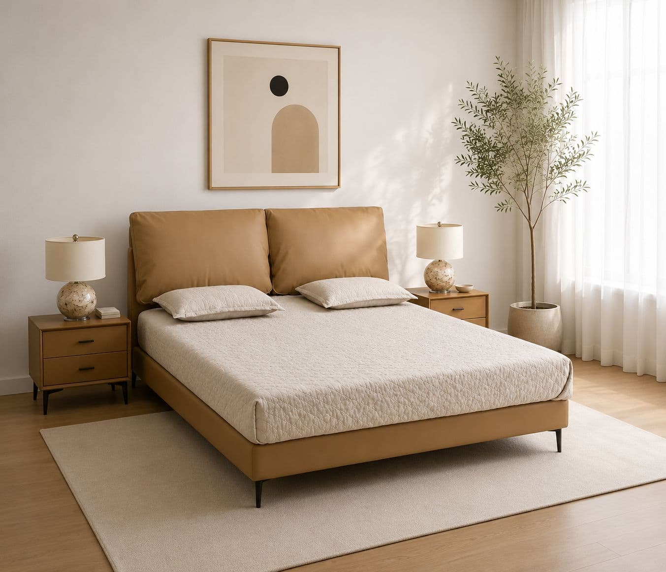 Image 1 for 2329(M08) King Size Leather Upholstery With pin Wood Frames