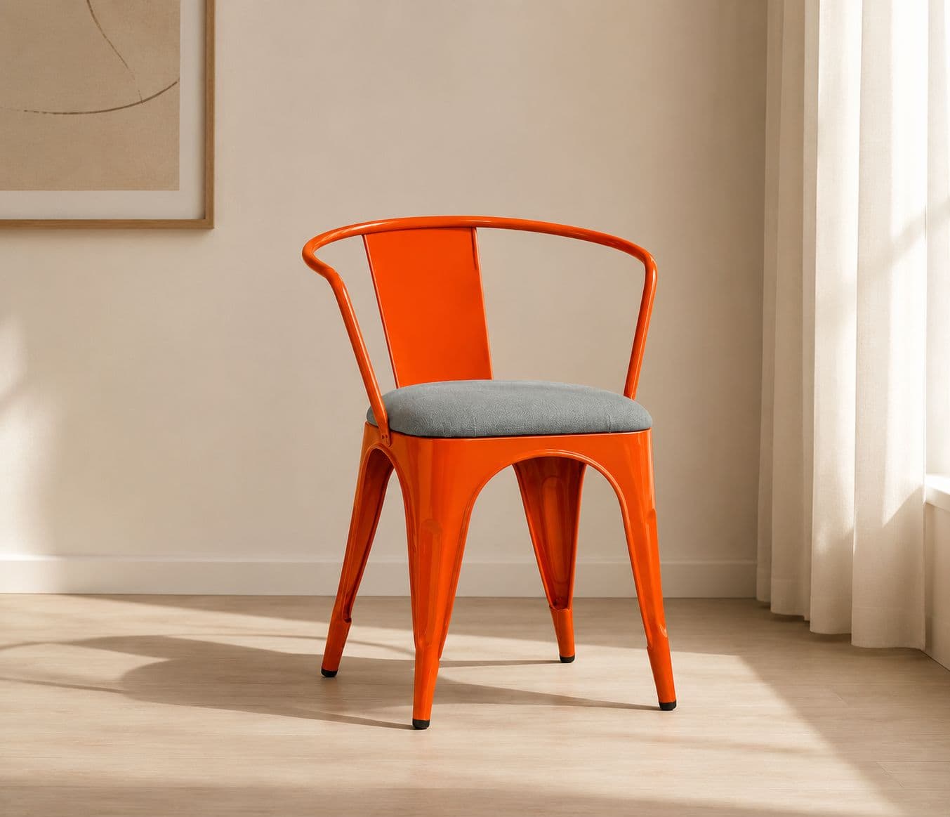 Image 1 for Metal Chair With Handle With Cushion Cafe Chair (PM)