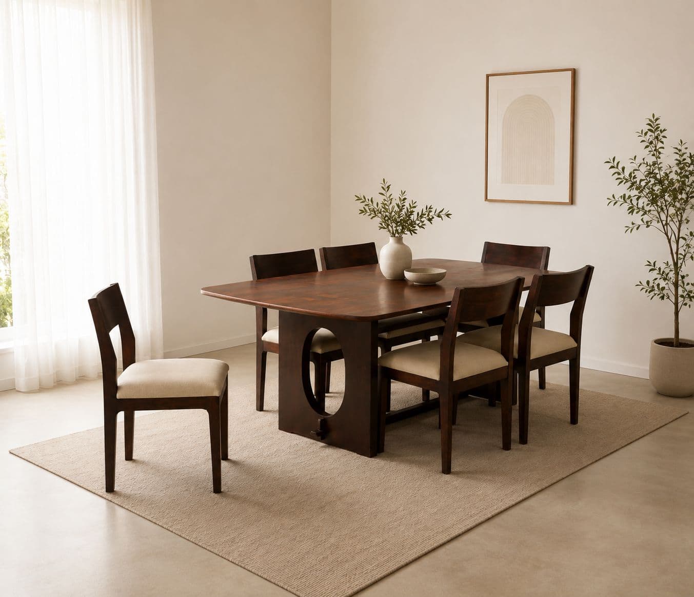 Image 1 for Danish Ovel Dining Table With Acacia wood 6+1