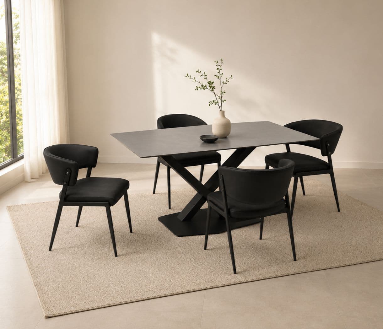 Image 1 for JC/WB 1+4 Seater With Sintered Top Dining Set (BTM OTD)