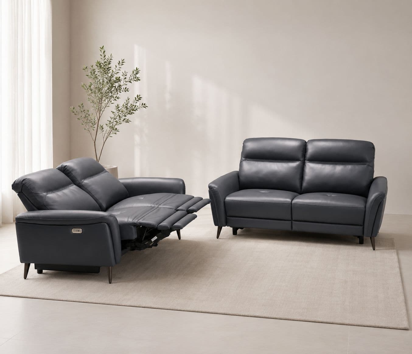 Image 1 for 6664 Electric Recliner Leather Half 3+2 (CP)