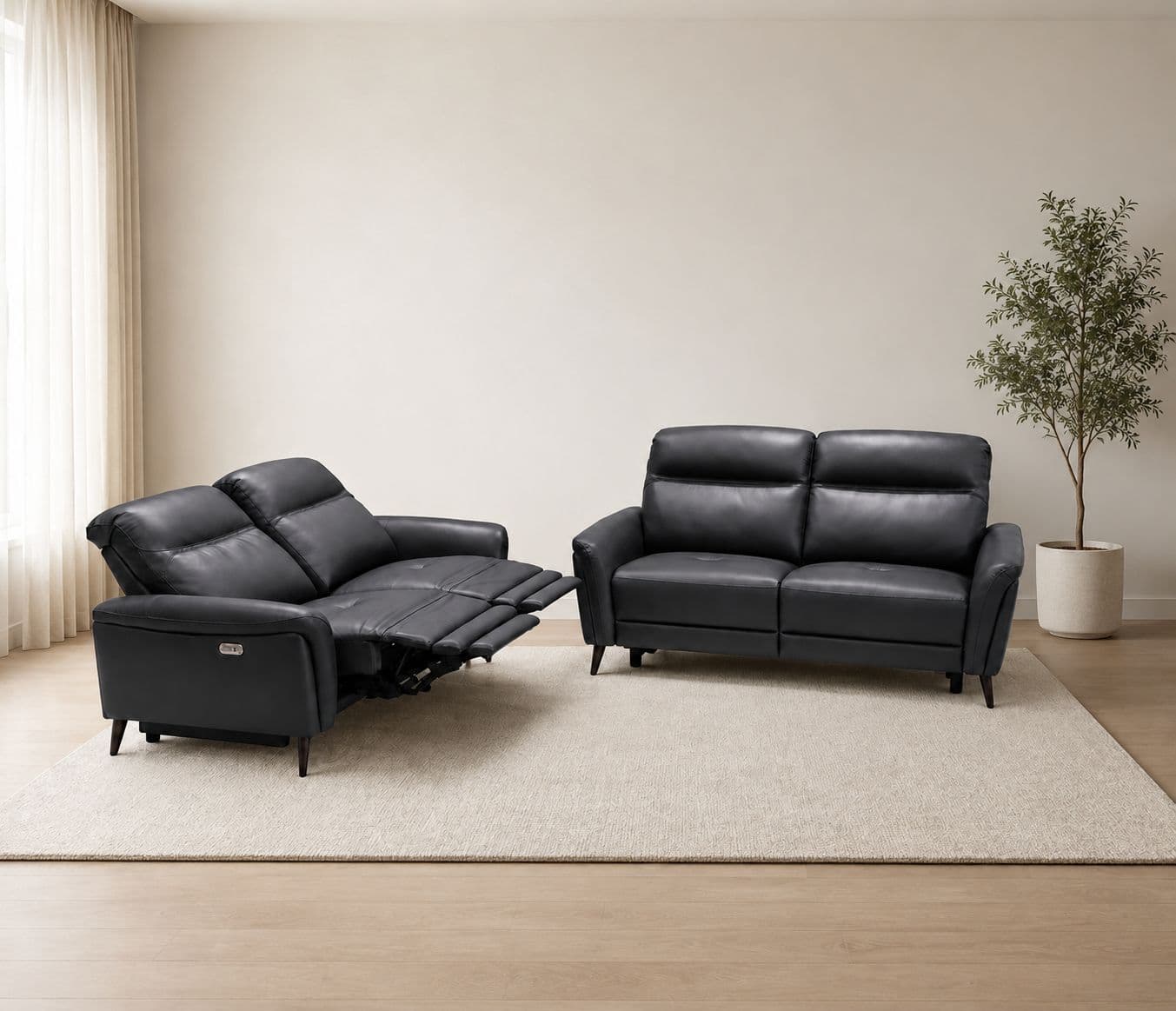 6664 3+2 Electric Recliner Seater Half Leather (EC OTD)