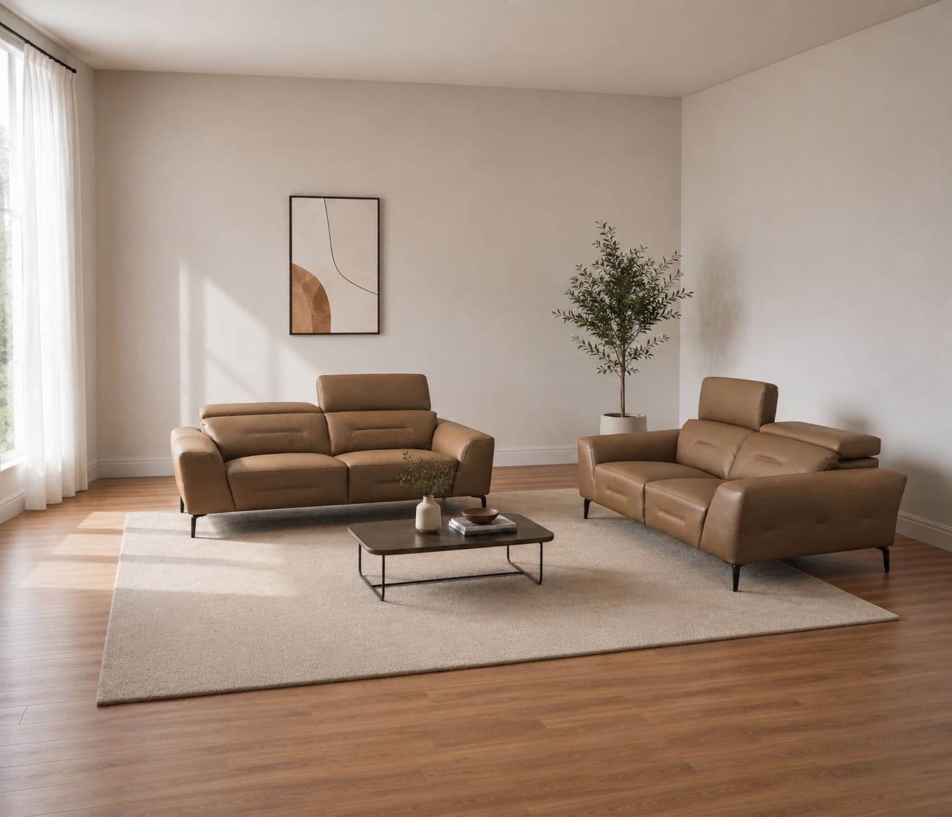 Image 1 for 6327 Mocha Sofa 3+2 Seater Pure Leather (HYD OTD)
