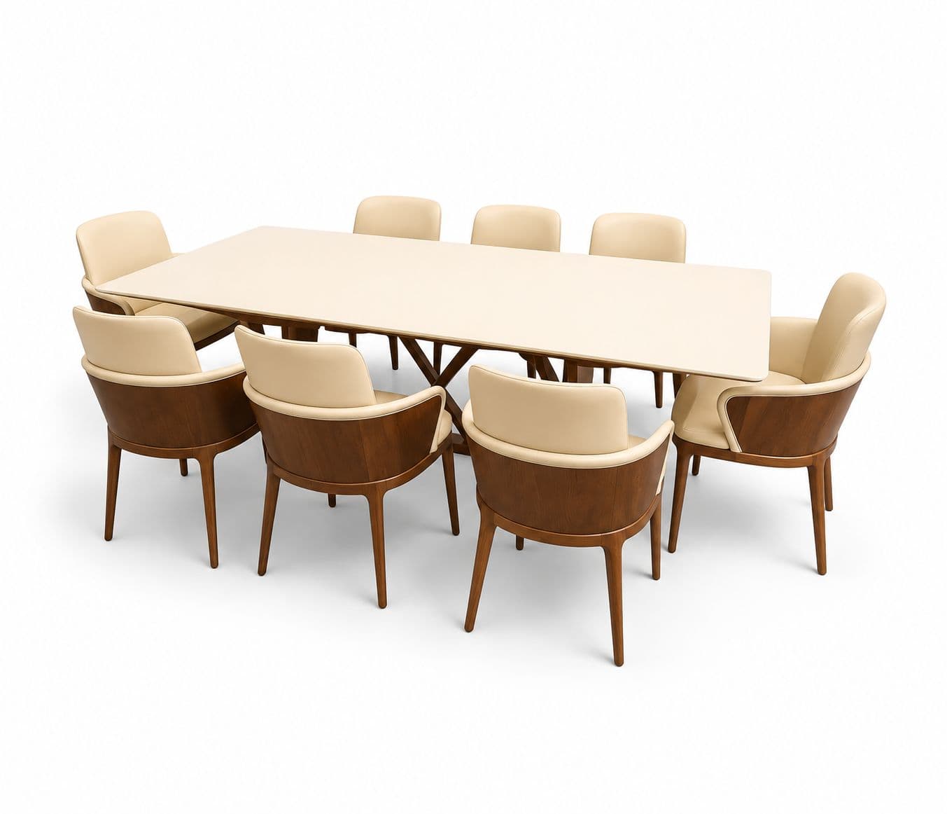 Image 3 for Dining Set 1+8 Seater Onyex Marble Top With Ash Wood Base 6651 DC 9813 (HYD)