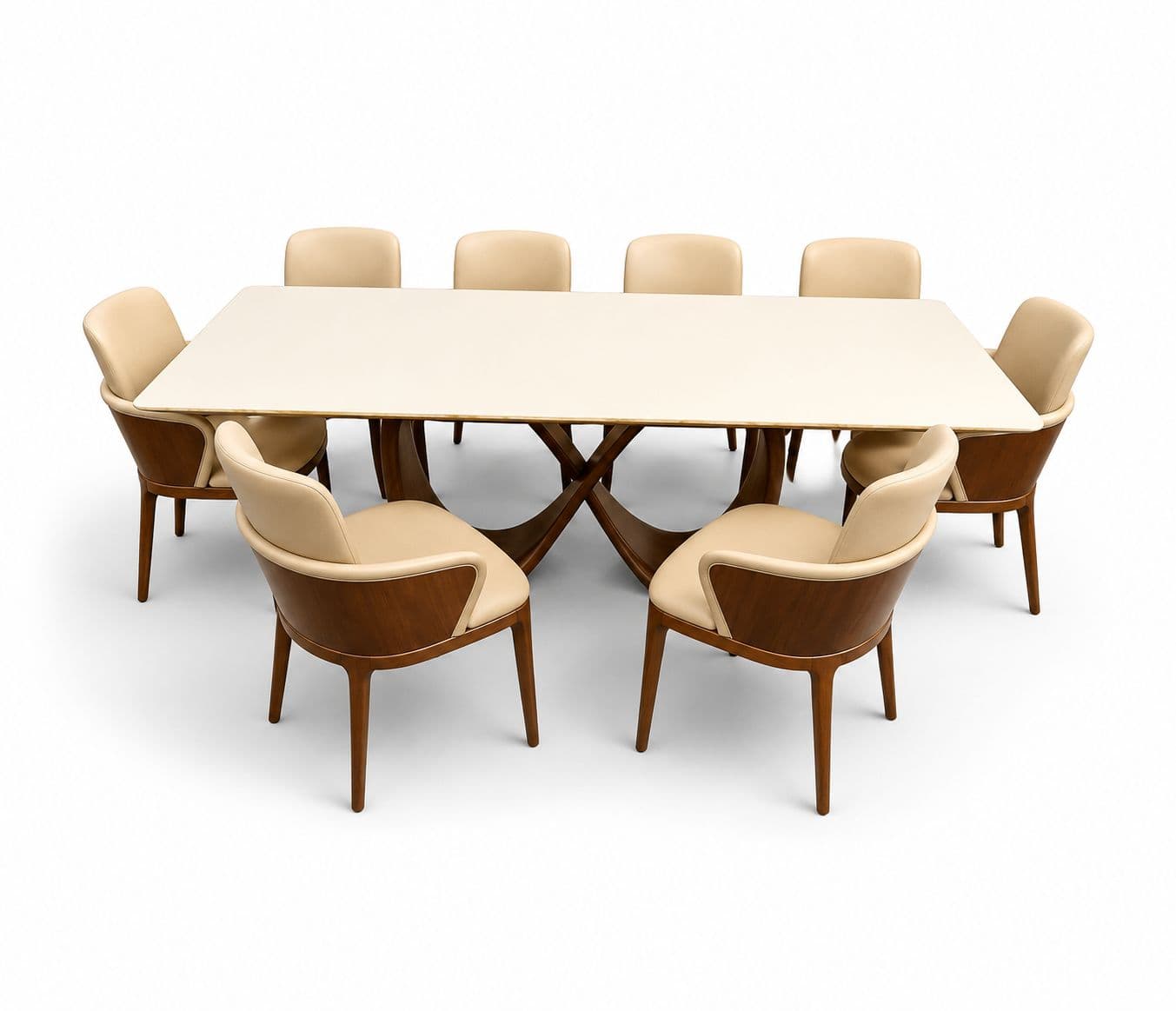 Image 4 for Dining Set 1+8 Seater Onyex Marble Top With Ash Wood Base 6651 DC 9813 (HYD)