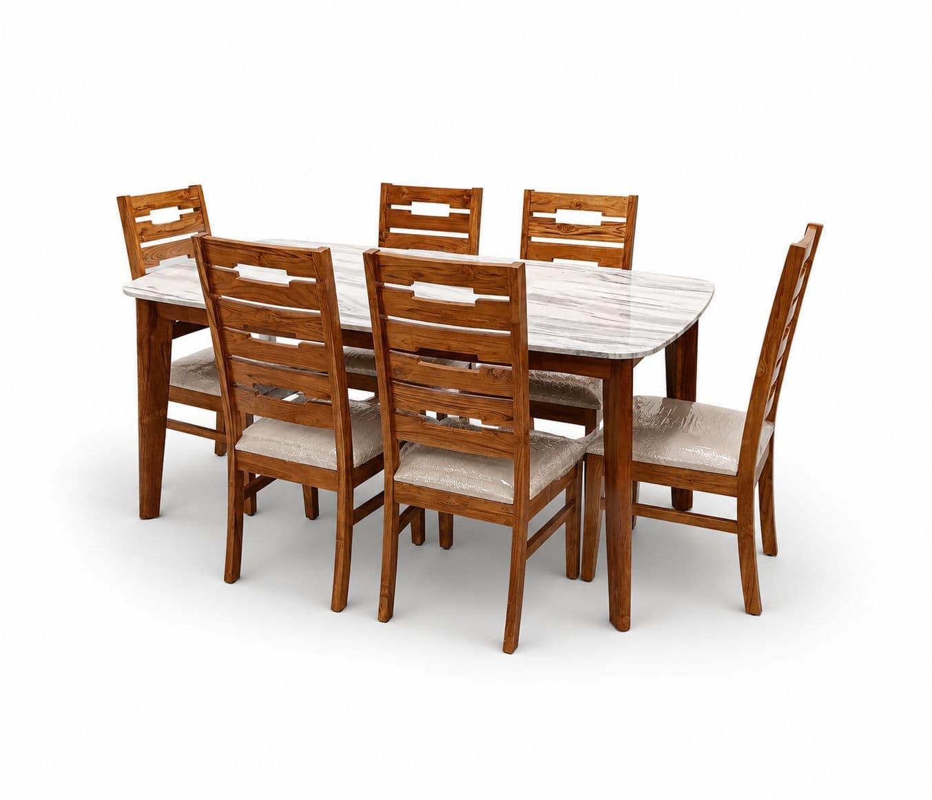 Image 3 for Imperium Elite 1+6 Dining Set Teakwood With Marble Top (HYD)(EC)