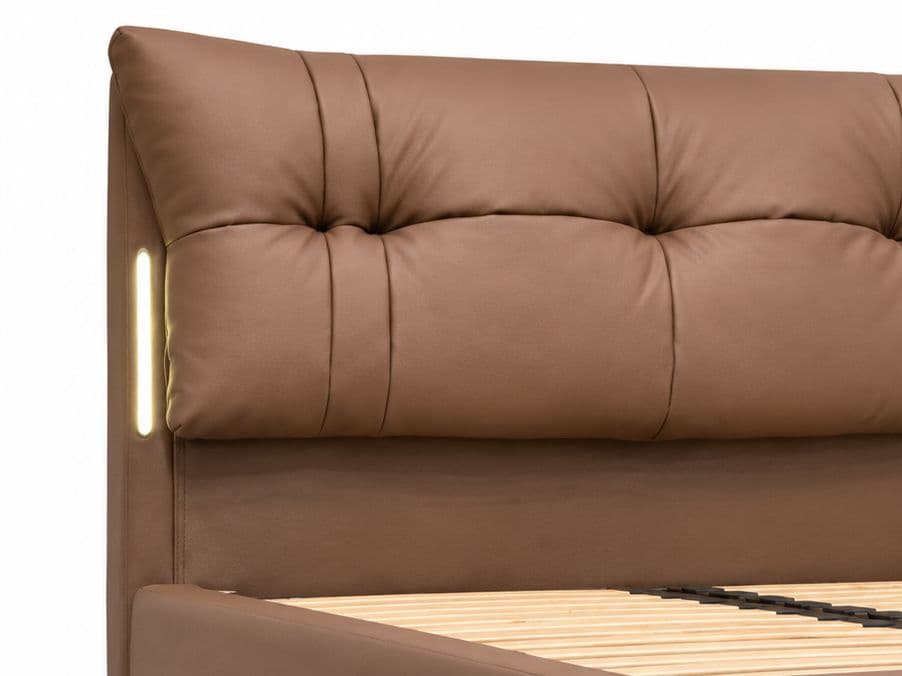 Image 4 for 2508 Leather Cot Queen With Hydraulic Multi Layer Solid Wood Full Grain Leather (EC)
