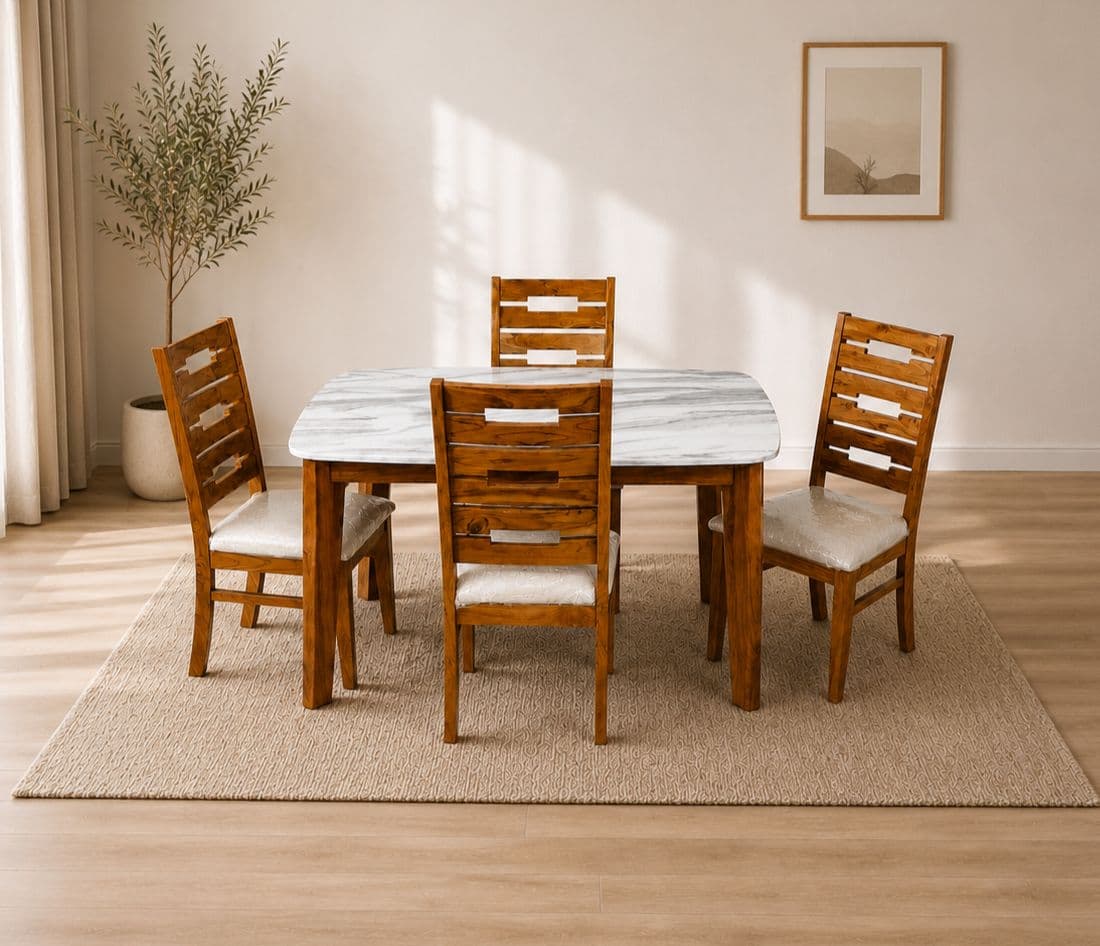 Imperium Elite 1+4 Dining Set Solid Teakwood With Marble Top