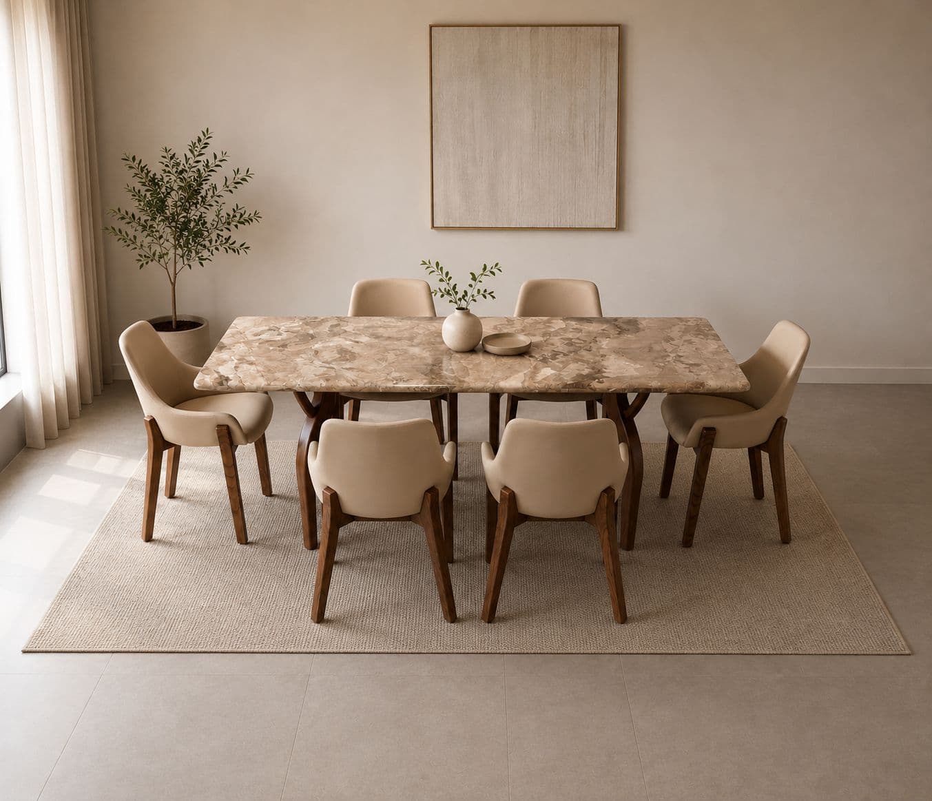 Image 1 for DT03 /DC02 1+6 Seater With Top Batti Marble Top And Ash Wood Base (EC)