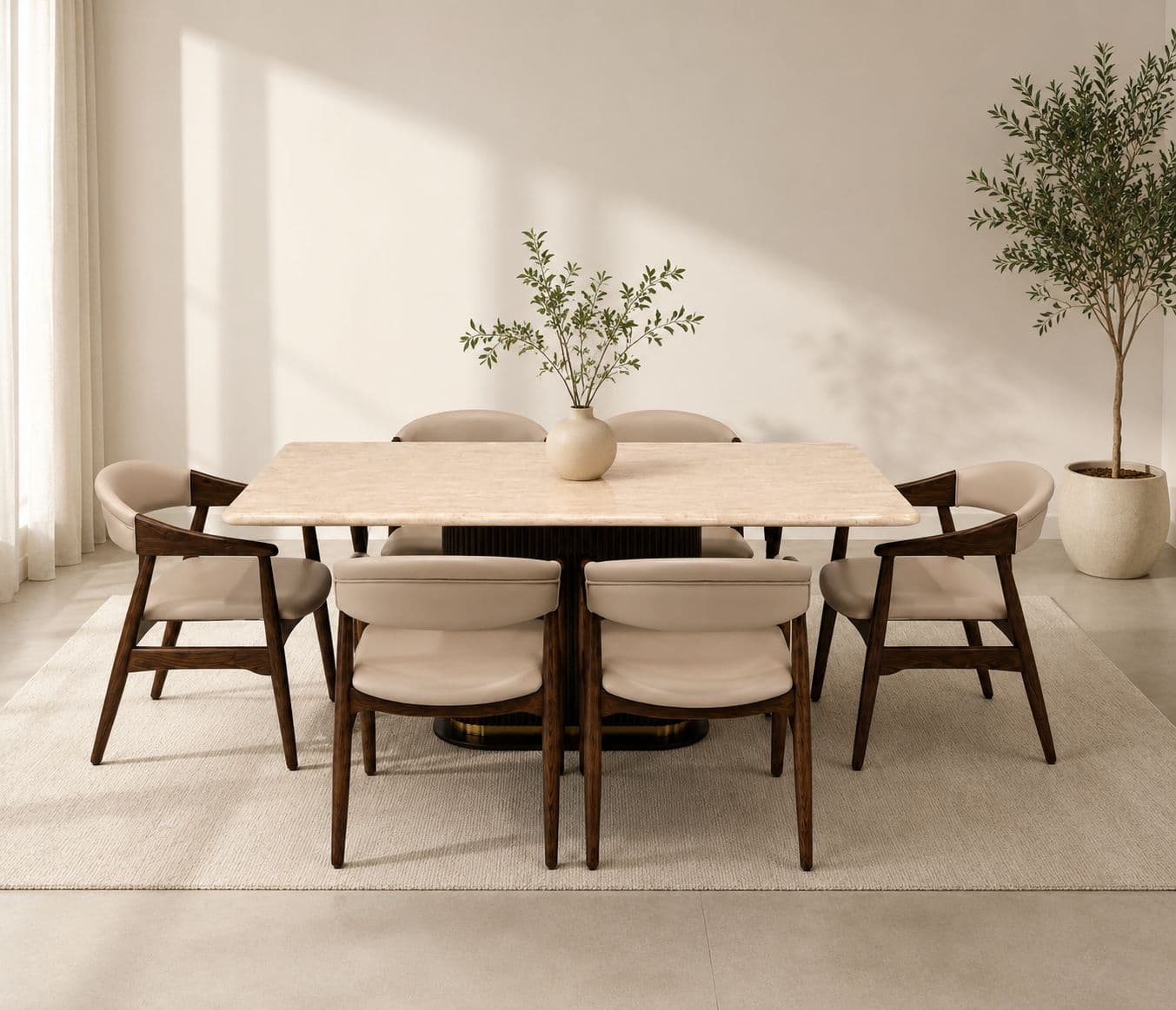 DT37 /DC 361 1+5 Seater Top Vego Marble And Ash Wood Base