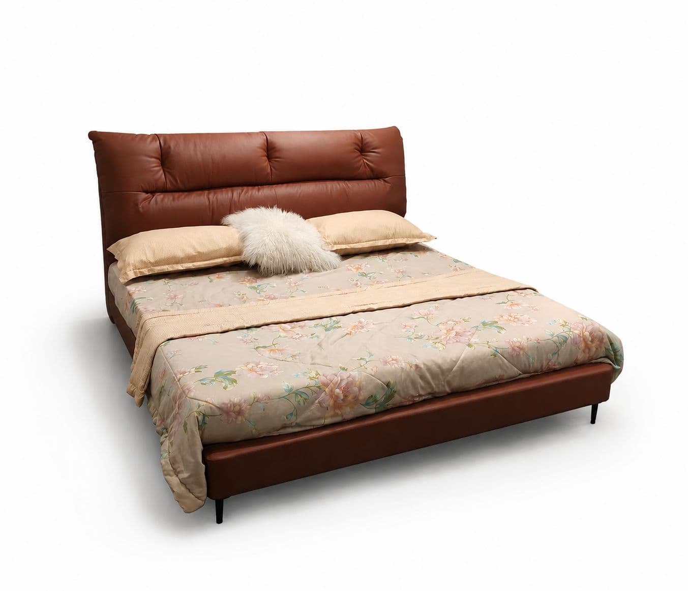 Image 3 for 1366 King Size Bed Without Storage With Leather Upholestry And Pine Wood Frames