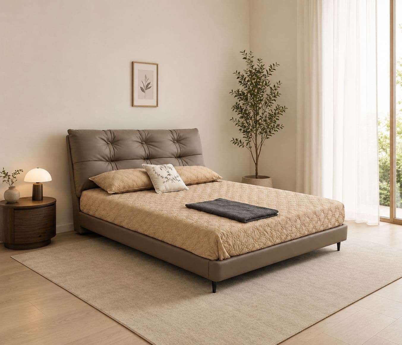 573/4118 King Size Bed Without Storage Leather Bed With Pine Wood Frames