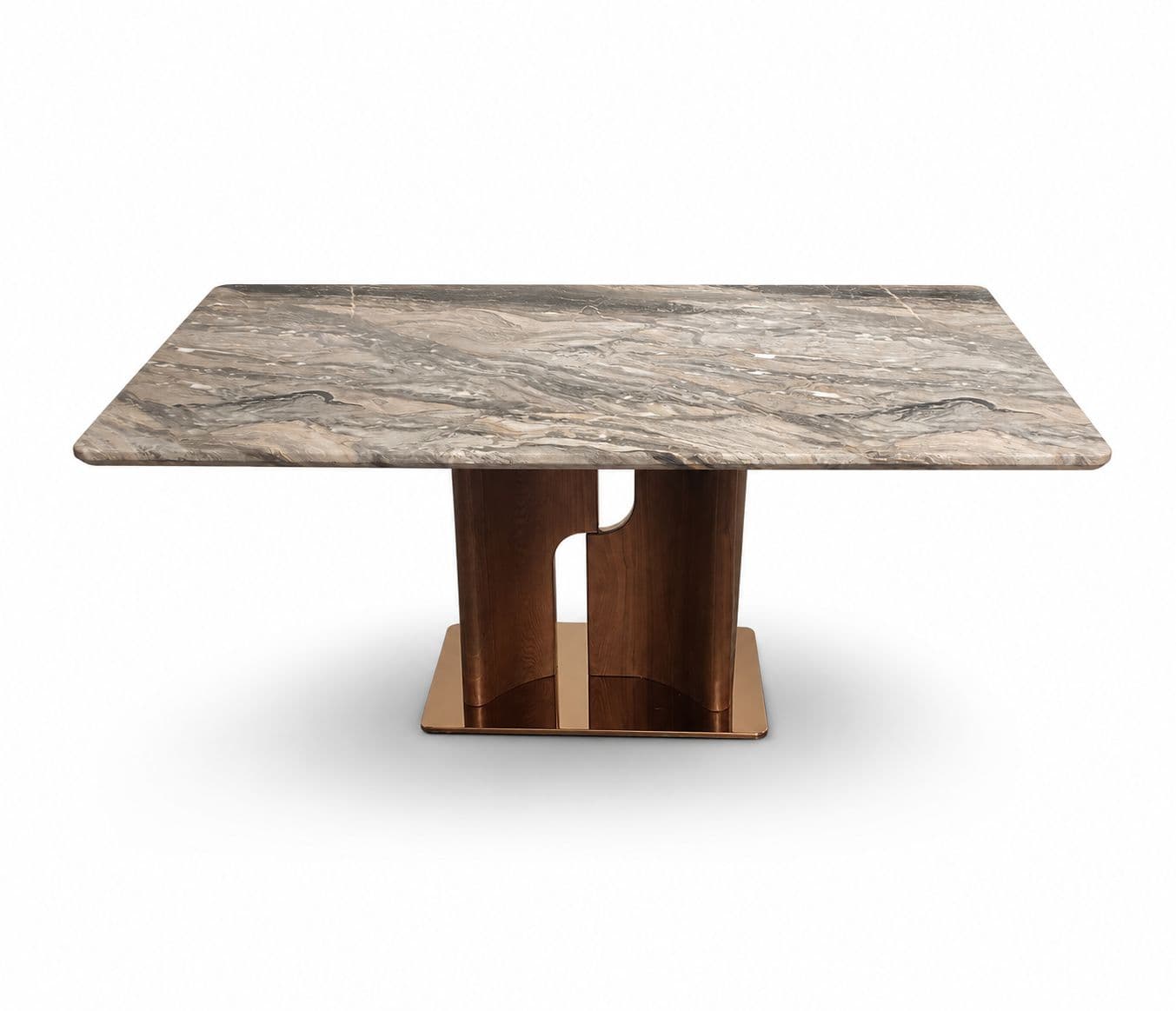 Image 9 for Dining Table 137/3983-6/863 With Marble Top And Ash Wood Base With Metal Support