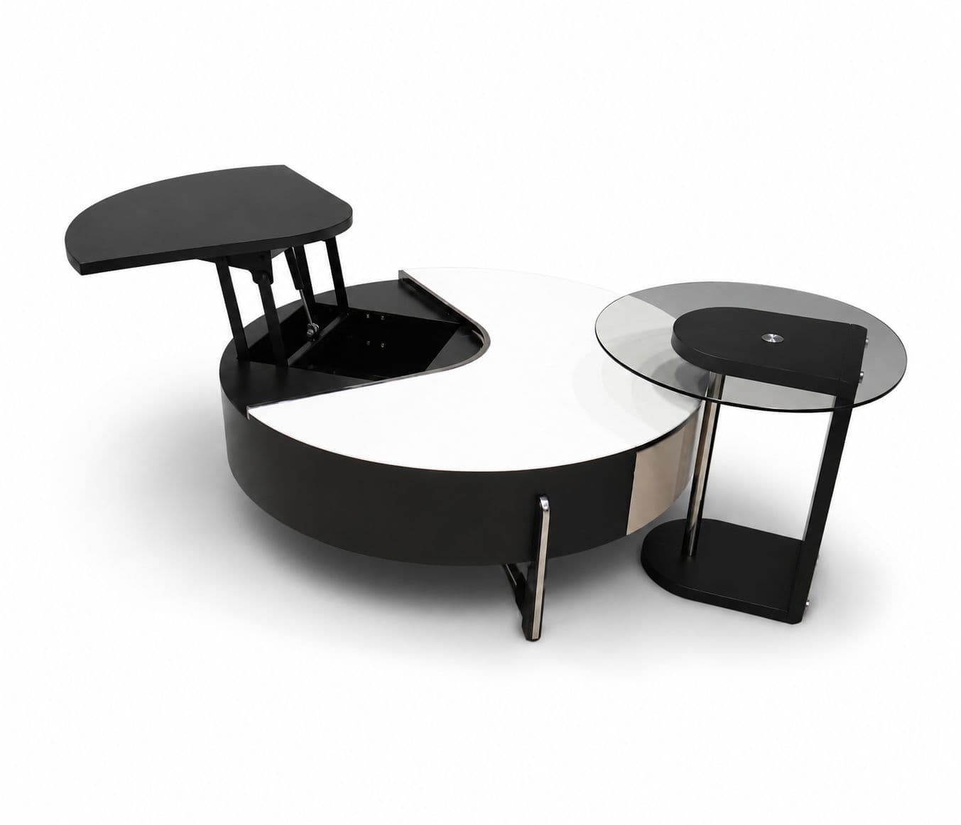 Image 11 for CT D2063 With Storage With Marble Top And Wood Combination And Glass Top And Corner Table (HYD)