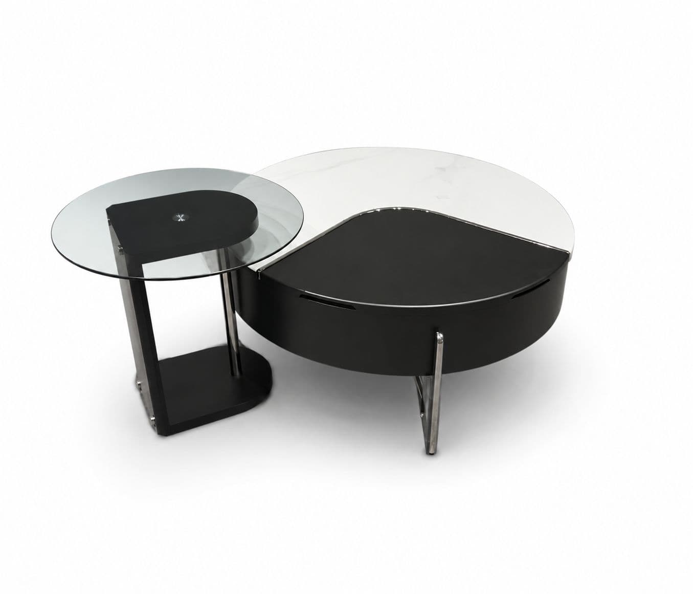 Image 3 for CT D2063 With Storage With Marble Top And Wood Combination And Glass Top And Corner Table (HYD)