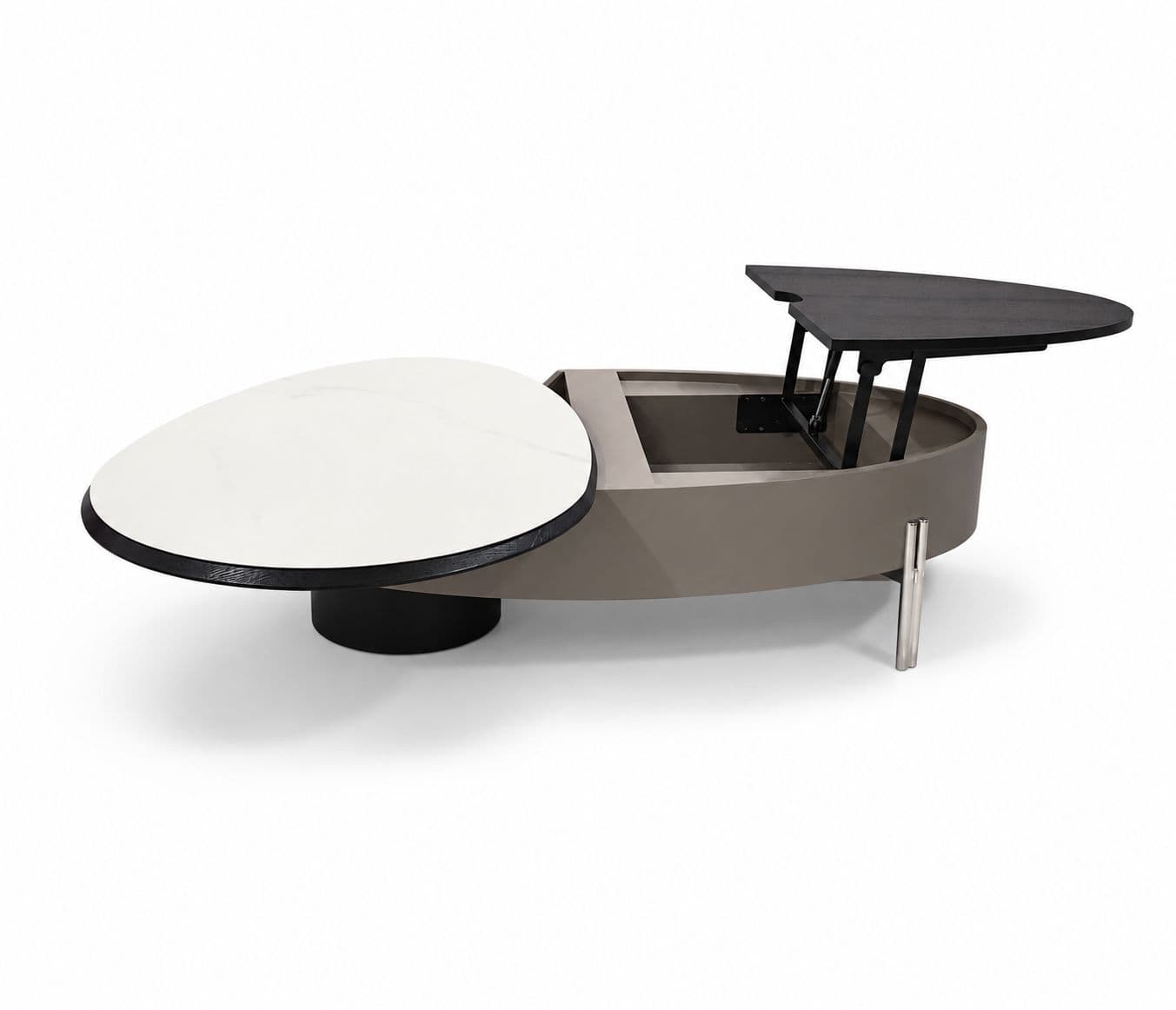 Image 8 for Center Table D2064 With Marble Top And Wood And Metal Base With Storage (HYD)