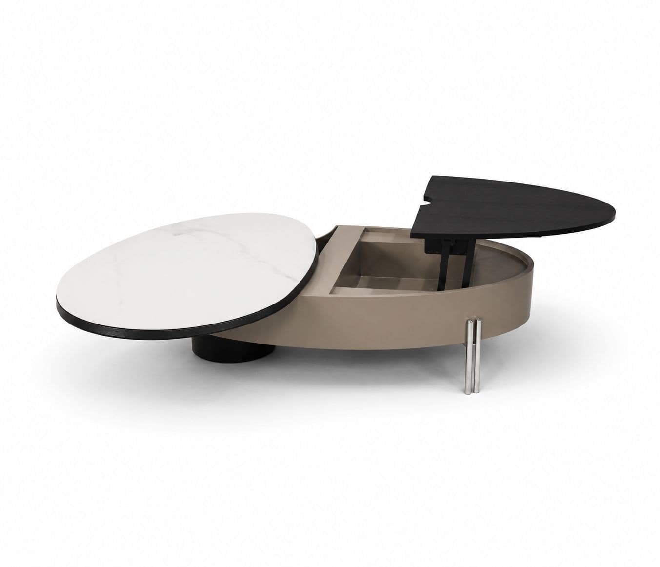 Image 6 for Center Table D2064 With Marble Top And Wood And Metal Base With Storage (HYD)