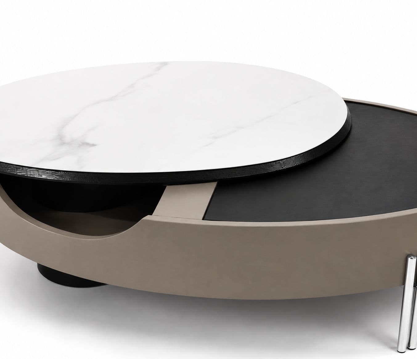 Image 4 for Center Table D2064 With Marble Top And Wood And Metal Base With Storage (HYD)