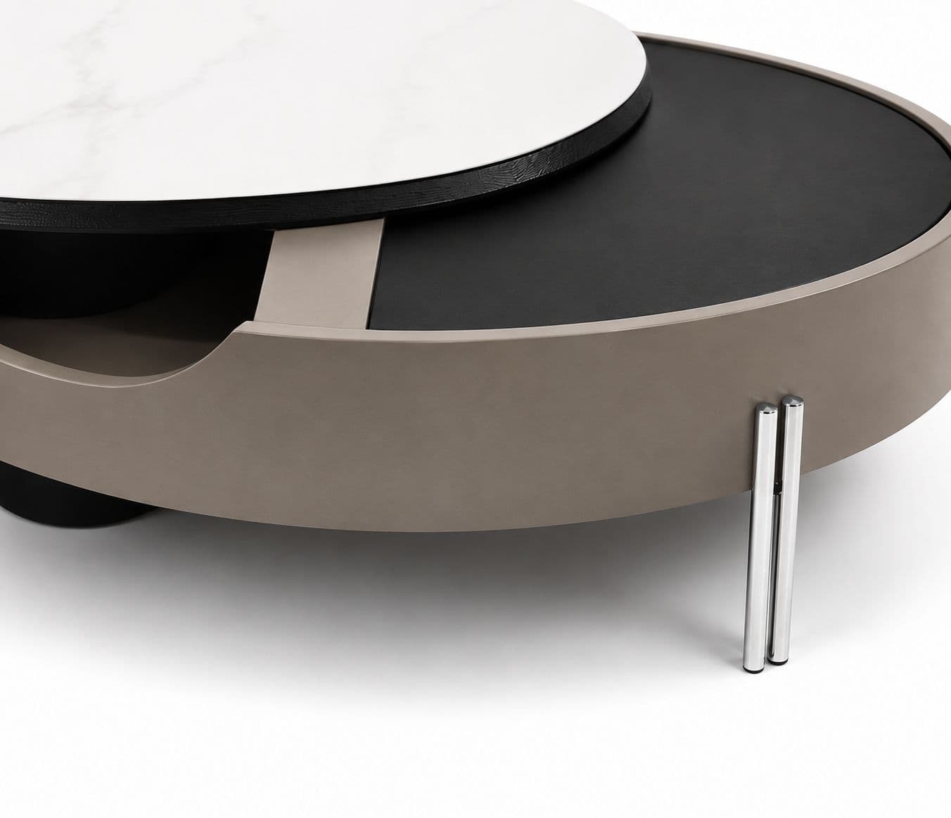 Image 5 for Center Table D2064 With Marble Top And Wood And Metal Base With Storage (HYD)