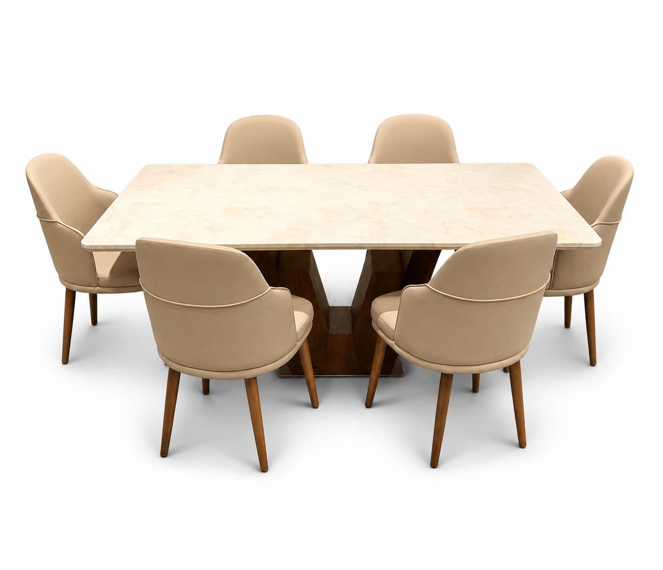 Image 3 for Dining Table 1+6 Seater B658/101/2401 With Marble Top And Ash Wood Base