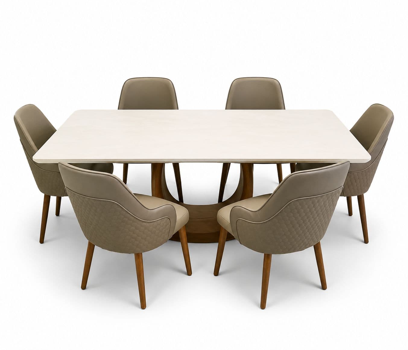 Image 3 for Dining Table 1+6 Seater 180/3588/709 With Marble Top And Wooden Base