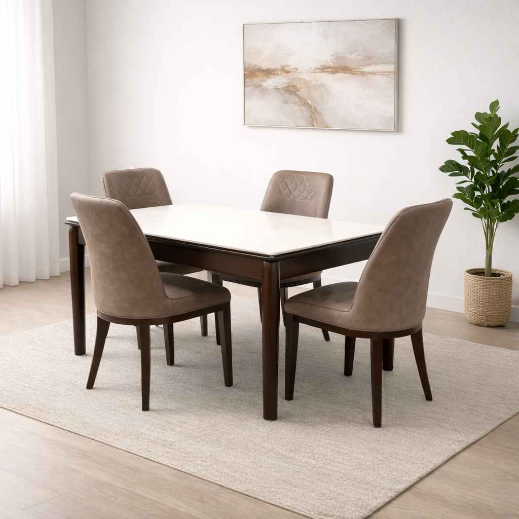 Image 1 for 30687-A-86/Y28-2 4 Seater Marble Dining Set with premium PU leather (BTM)