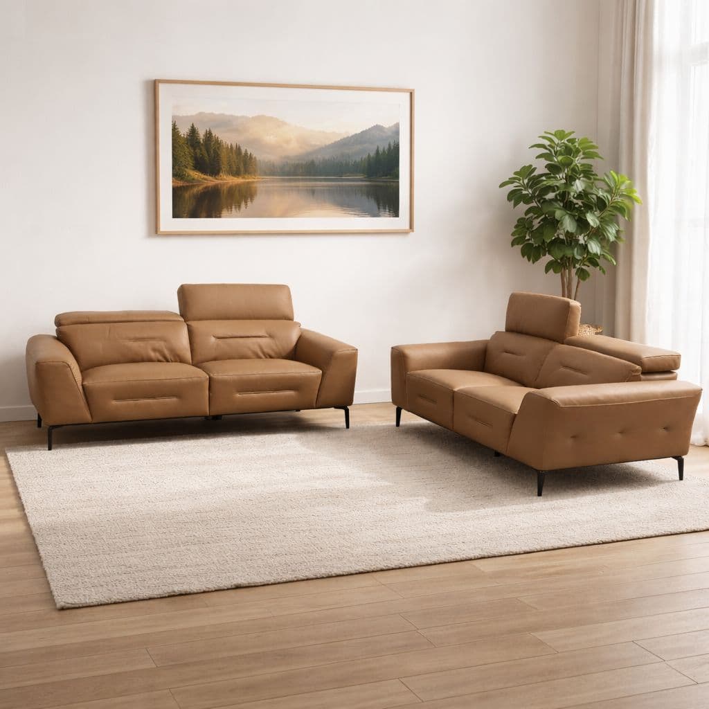 Image 3 for 6327 Mocha Sofa 3+2 Seater Pure Leather (HYD OTD)