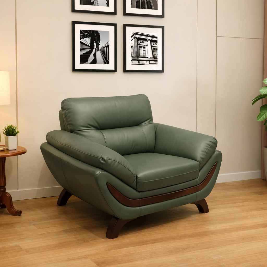 Image 1 for Florida Sofa Set (Half Leather, Green)