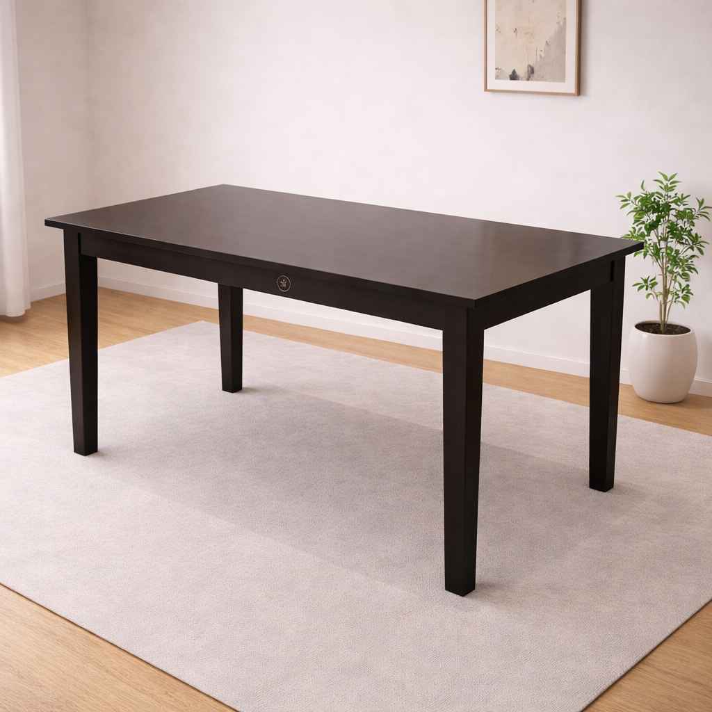 Image 1 for Chocolate 6 Seater Glass Dining Table with Wooden Base
