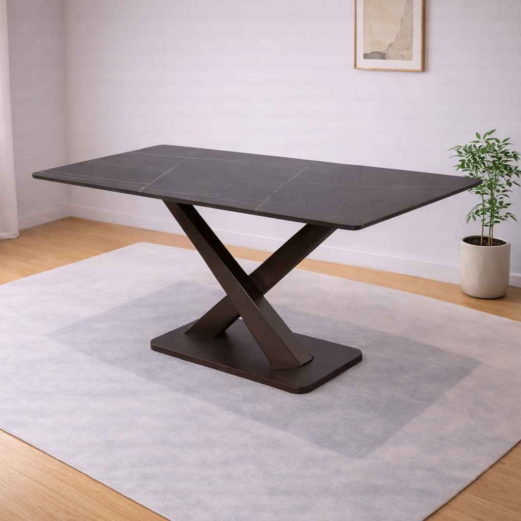 Image 1 for Art 6 Seater Sintered Marble Dining Table with Wooden Base