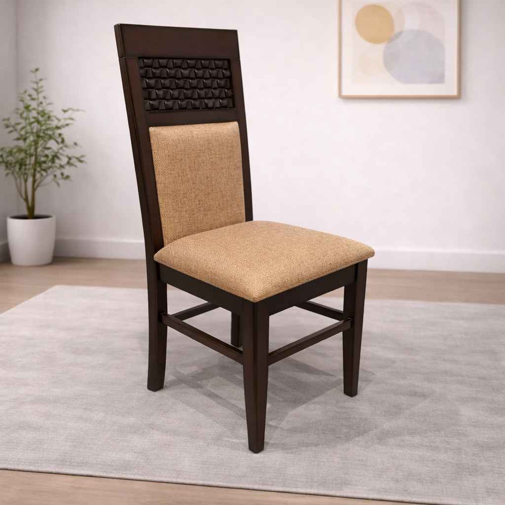 Image 1 for Chocolate Acacia Wood Dining 1 Chair with Premium Fabric Upholstery