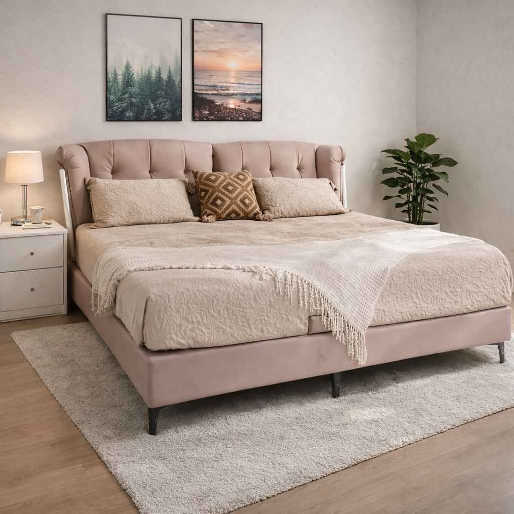 Image 2 for 2239 King Sized Bed Full Grain Leather HB Sponge+Down Feather Multi Layer Solid-Wood without Storage (BS-CP)