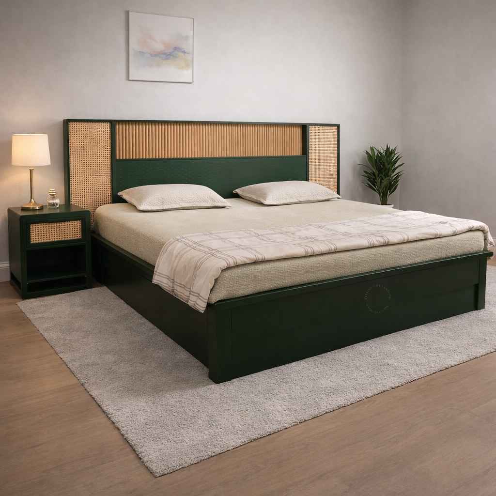 Image 1 for Green King Sized Bed with Hydraulic Bed Box (WF) (EC)