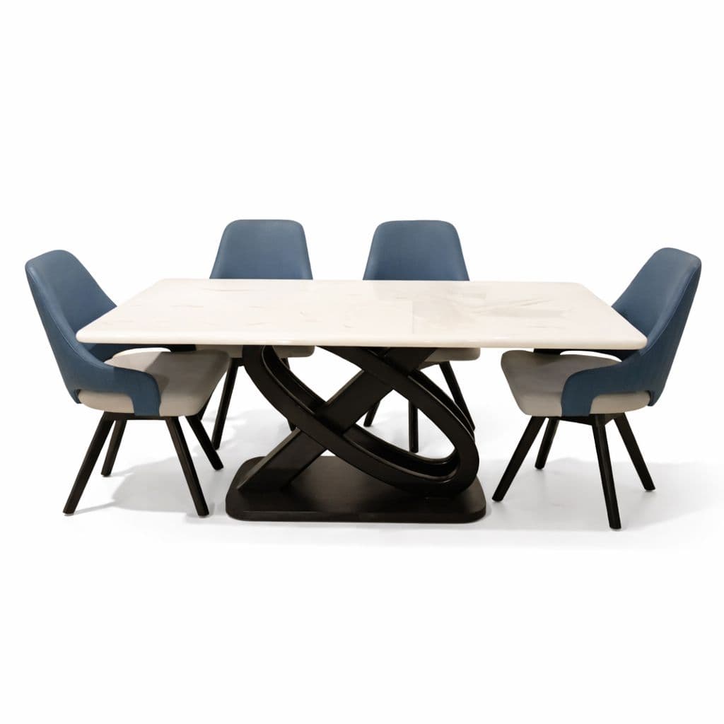 Image 4 for DT-52 /Dining Set 1+6 Seater -405 Leatherette With Solid Ash Wood And Olec Marble Top (KORA OTD)
