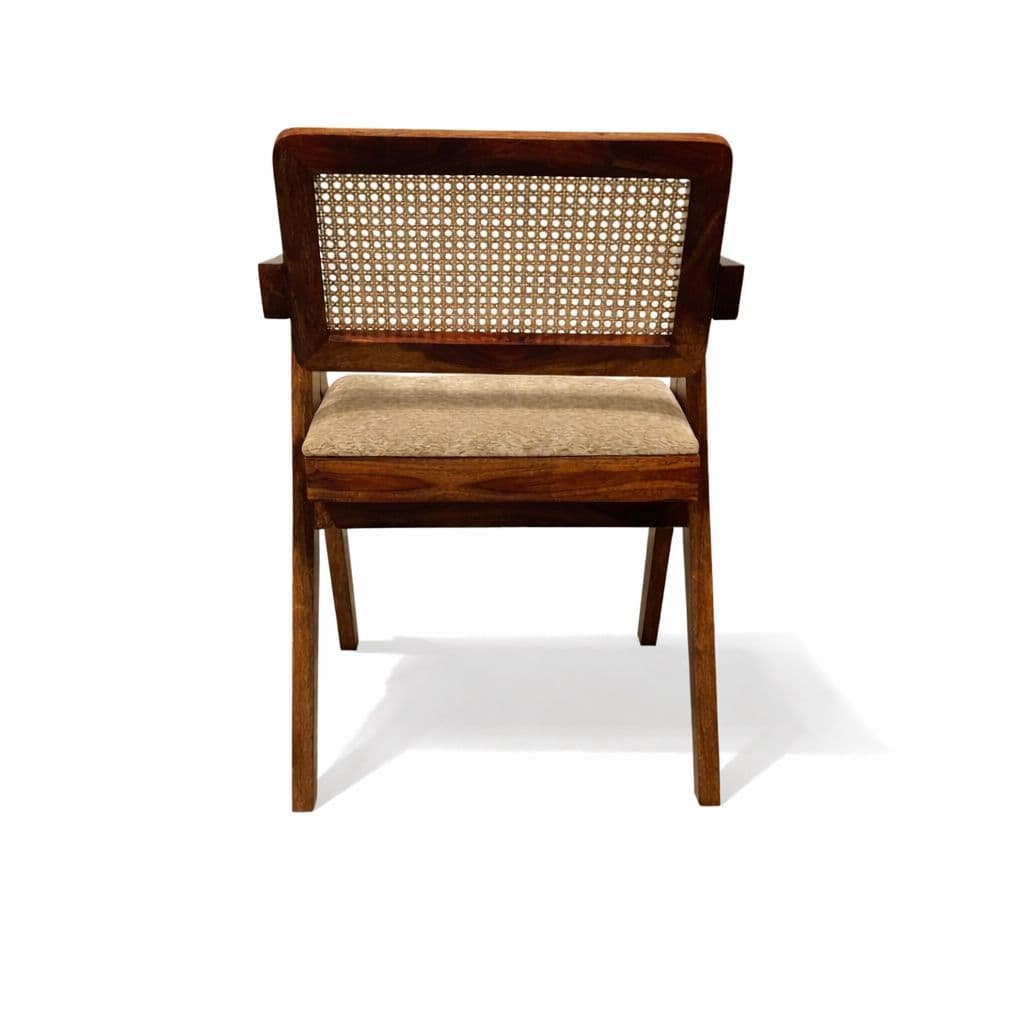 Image 9 for Roma Dining Set 1+4 Seater Sheesham Wood With Fabric Jute And Cane (HYD OTD)