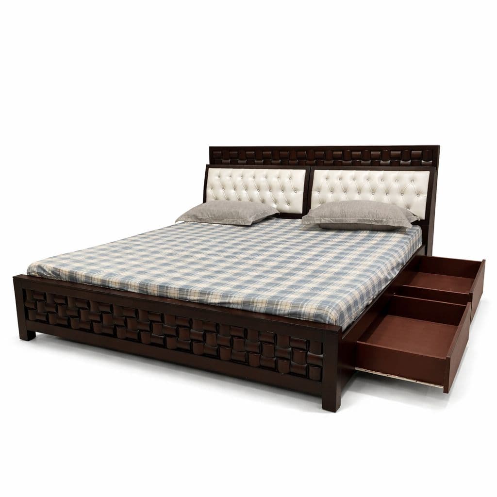 Image 4 for Boston King Sized Bed with Drawer Storage (Block Board, Dark Brown) (SKN)(BTM)