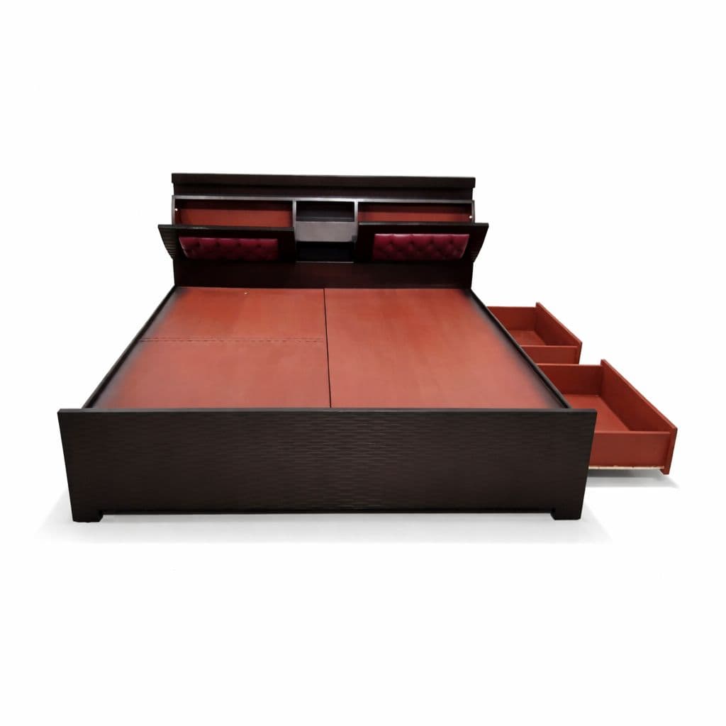 Image 6 for Bahubali King Sized Bed with Bed Box and Drawer Storage (Block Board, Brown)(EC)(WF)(BS-BTM)(BS- BSK)(KORA)