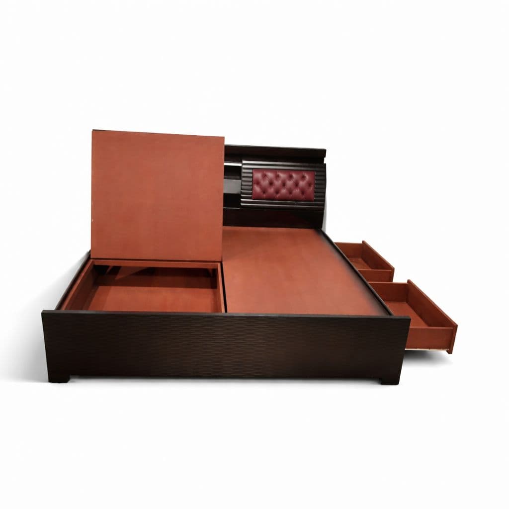 Image 8 for Bahubali King Sized Bed with Bed Box and Drawer Storage (Block Board, Brown)(EC)(WF)(BS-BTM)(BS- BSK)(KORA)