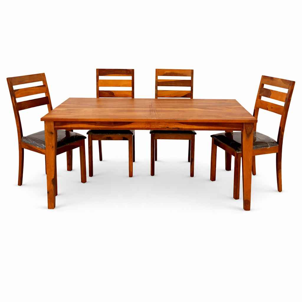 Image 3 for Stassy DT 6 Seater Sheesham Wood Dining Set with Premium Fabric Upholstery