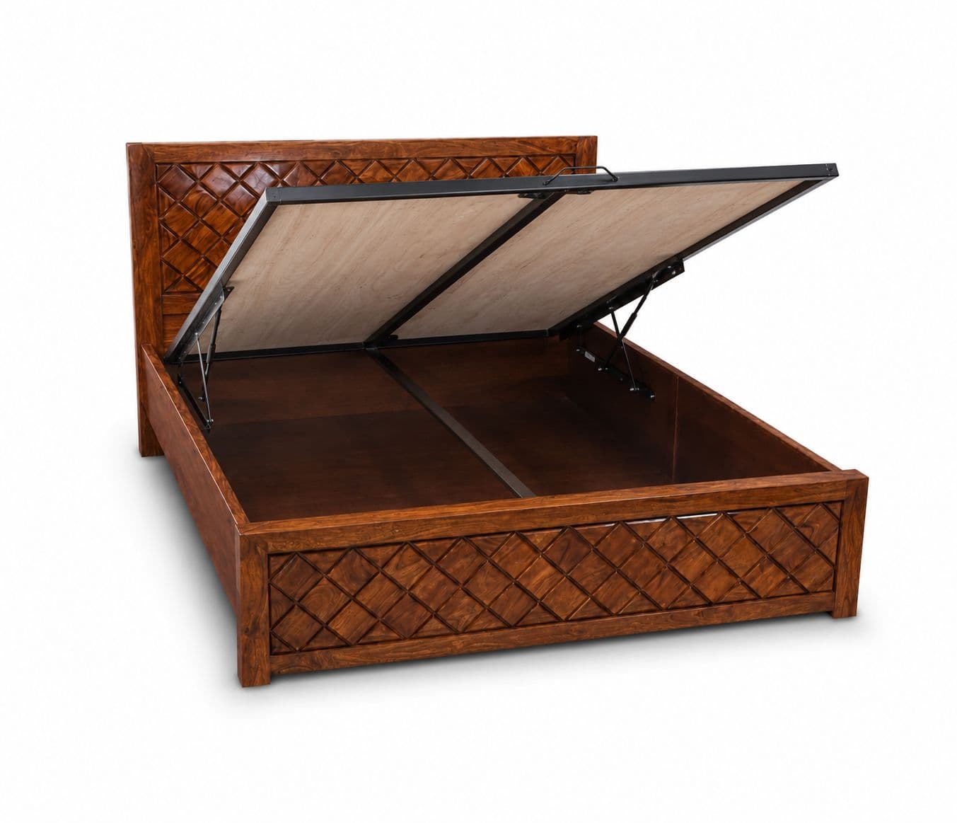 Image 2 for FurnDiamond Cot Solid Sheesham Wood Hydraulic Storage (SCV_PKU)