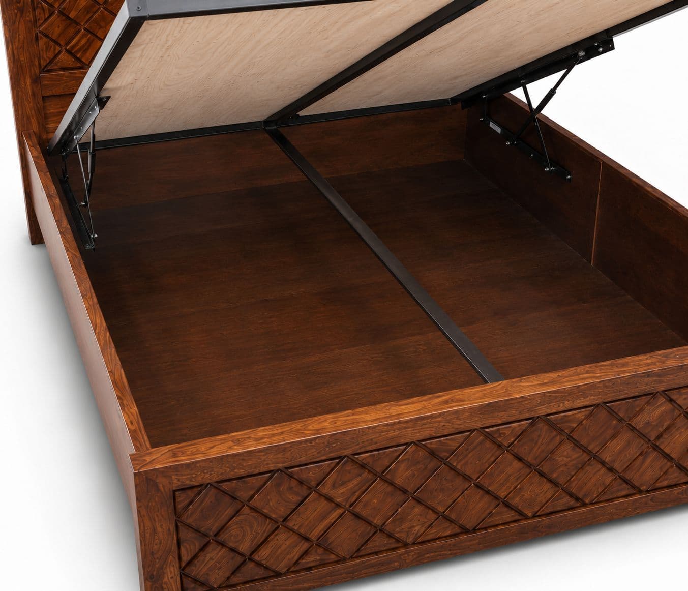 Image 4 for FurnDiamond Cot Solid Sheesham Wood Hydraulic Storage (SCV_PKU)