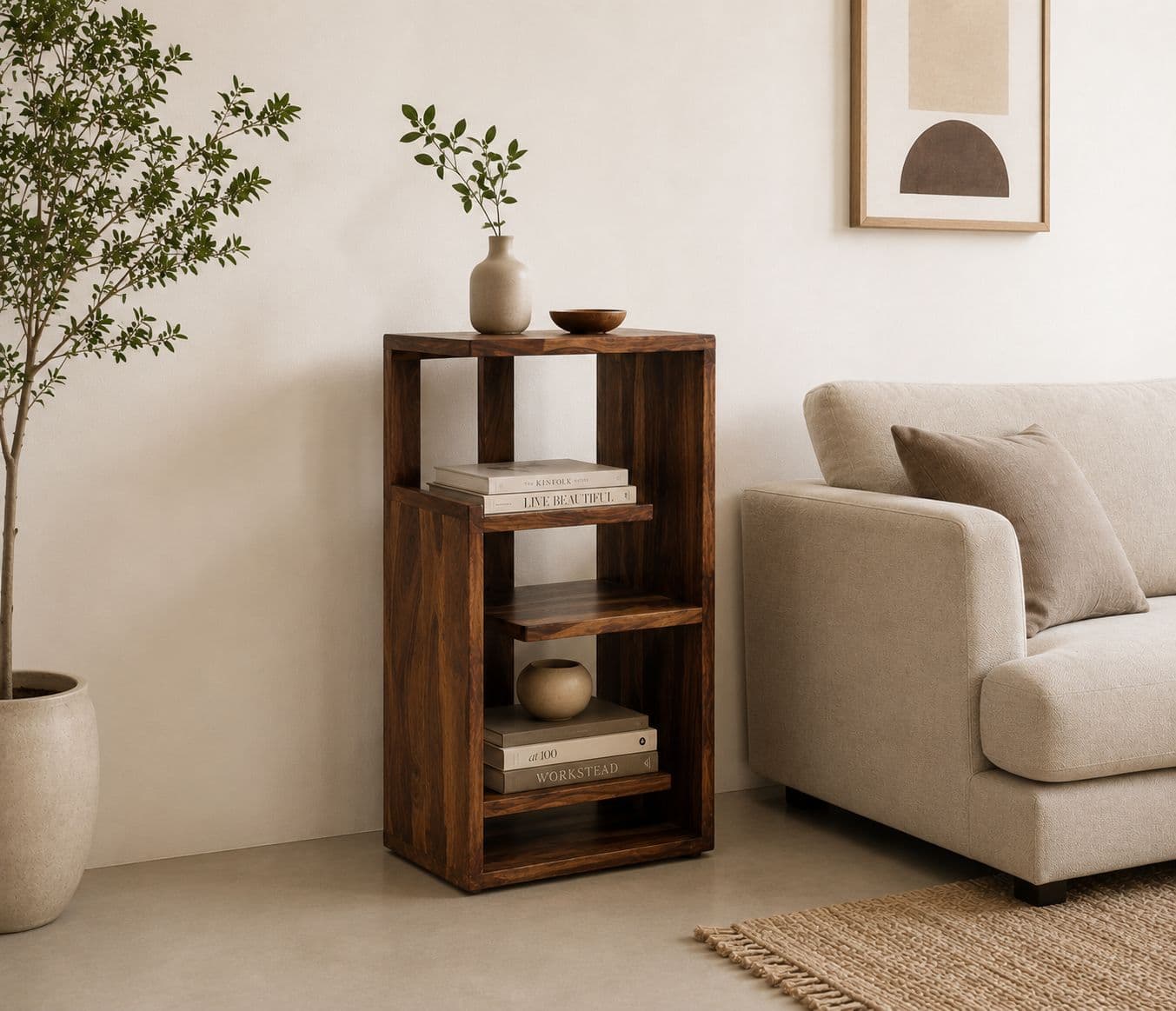 Solid Sheesham Wood Bookshelf (SCV_PKU)