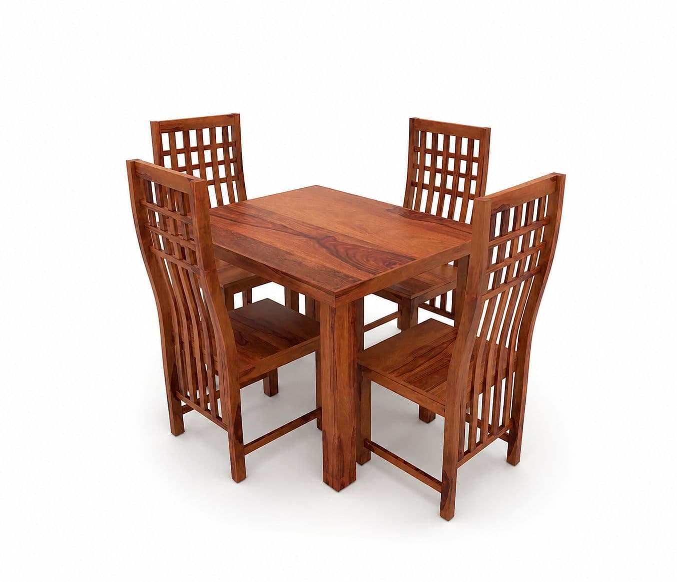 Image 3 for Heritage Grid Dining Set Solid Sheesham Wood Dining Set (SCV_PKU)