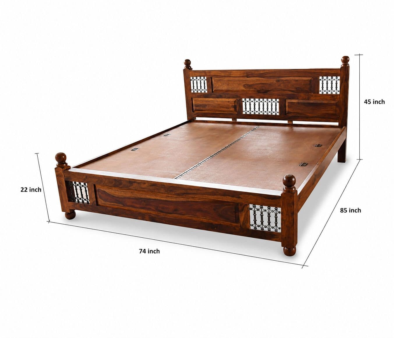 Image 8 for Jalli Cot Solid Sheesham Wood Without Storage (SCV_PKU)