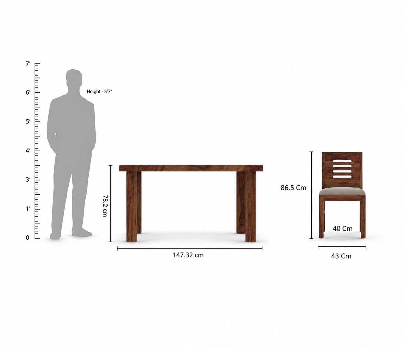 Image 10 for Linea Dining Set Solid Sheesham Wood Dining Set (SCV_PKU)