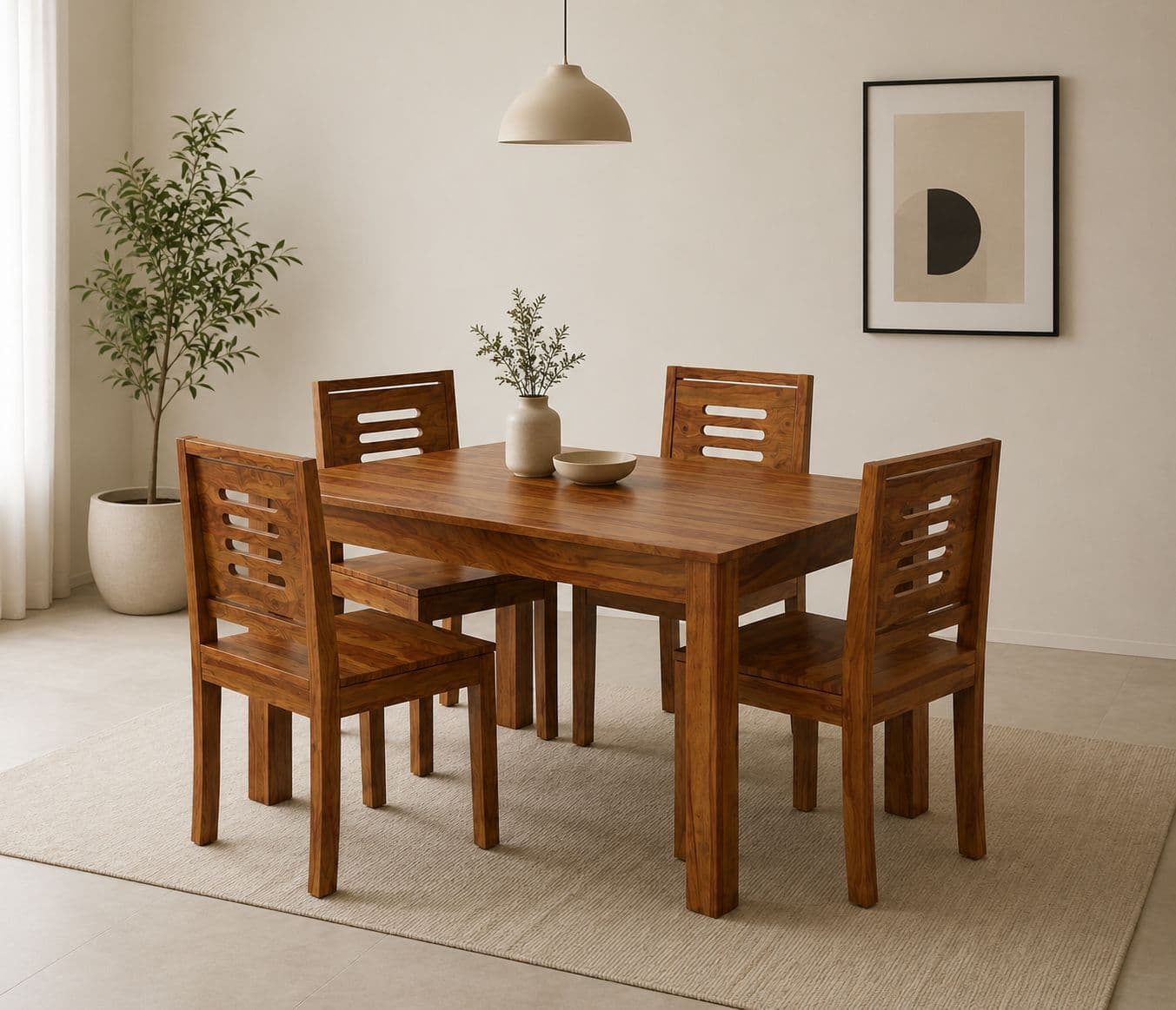 Linea Dining Set Solid Sheesham Wood Dining Set (SCV_PKU)